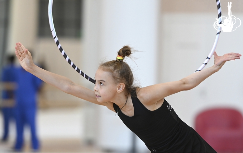 Elvira Belyaeva during an exercise with a hoop