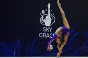 Gymnast during an exercise with a ball