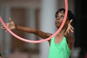 Gymnast Nkenko Sita Davina Chanselvi from the Republic of Congo during the hoop exercise