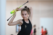 A gymnast during practice at the training camp in the Academy