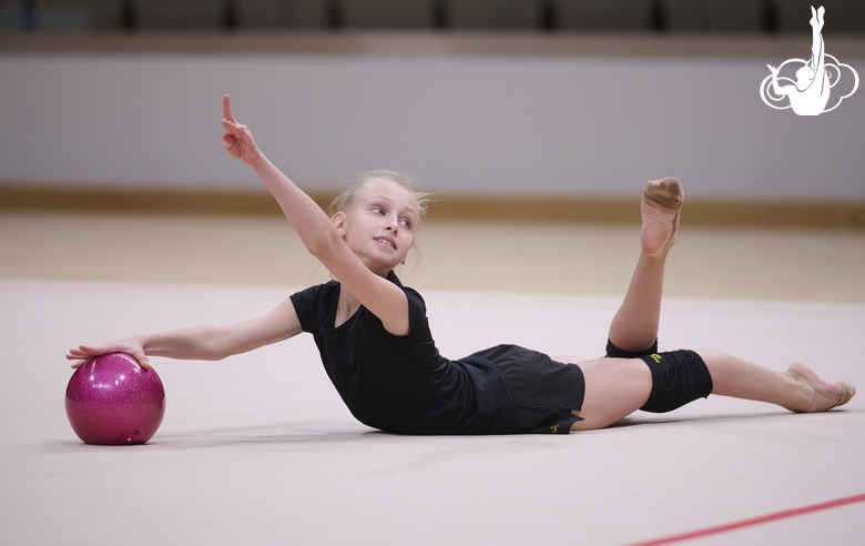 Sofia Smirnova during an exercise with a ball