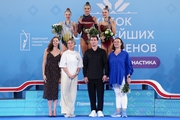 Пьедестал финала в упражнении с мячом среди сениорок