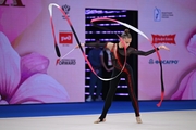 Varvara Toporova during an exercise with a ribbon
