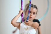 Gymnast from the Amur Tiger society during an exercise with a hoop