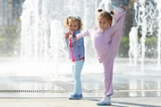 Girls at the Academy fountain