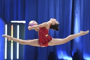 Manuela Gallego Henao during an exercise with a ball