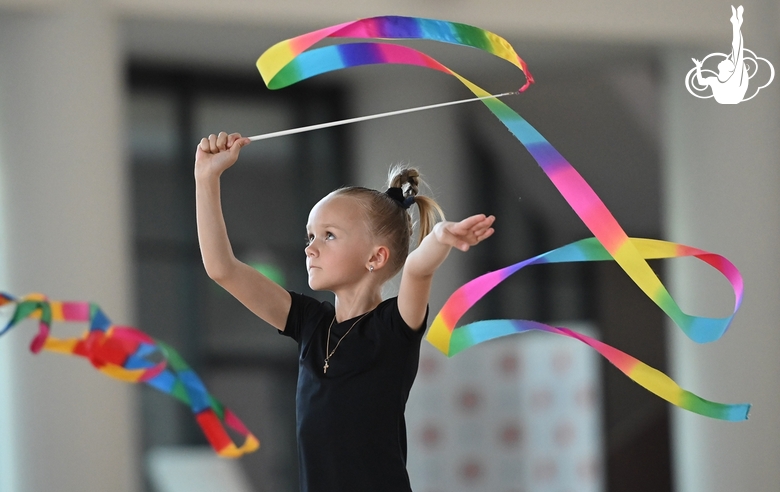 Gymnast from Belgorod during an exercise with ribbons