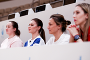 Marina Shpekht, Alina Kabaeva, Irina Dziuba and Olga Frolova evaluate the performance of gymnasts at an assessment training session