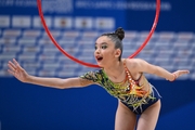 Gymnast during an exercise with a hoop