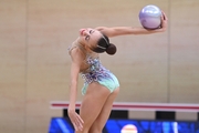 Gymnast during an exercise with a ball