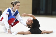 Academy Coach Olga Frolova with a young gymnast during the selection