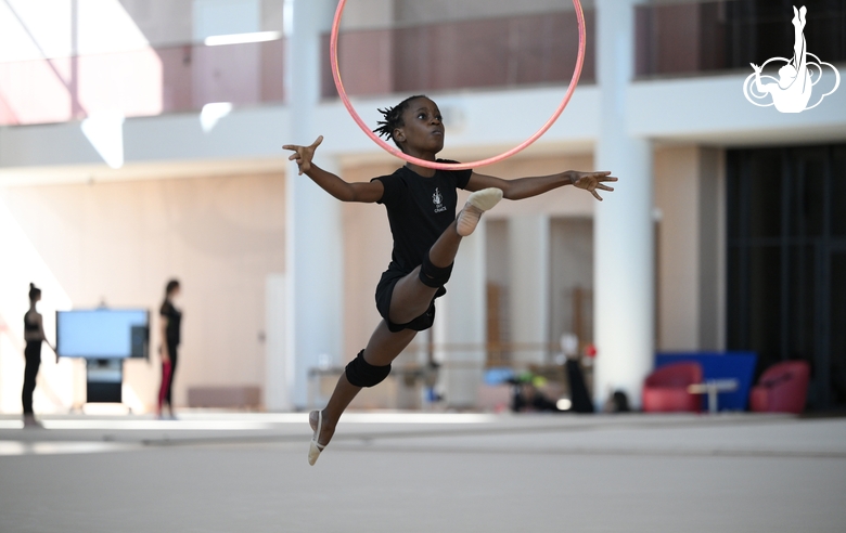 Gymnast Nkenko Sita Davina Chanselvi from the Republic of Congo during the hoop exercise