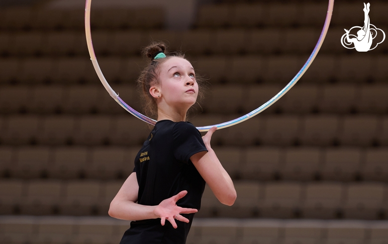 Miroslava Monina during an exercise with a hoop