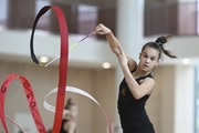 Gymnast during an exercise with a ribbon