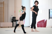 Ksenia Savinova and choreographer Irina Zenovka during the workout