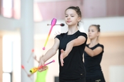 Gymnasts during practice at the training camp in the Academy