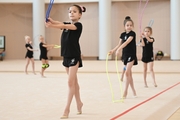 Young gymnasts during the workout