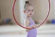 Young gymnast before the start of the mAlinka tournament