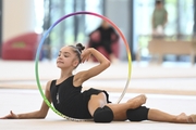 Ksenia Savinova during an exercise with a hoop during preparation training for the BRICS Games