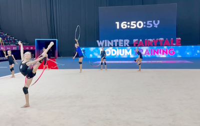 Testing the floor ahead of the start of the international Winter Fairytale tournament in Baku