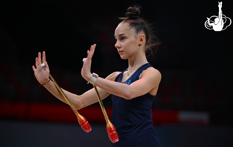 Mariia Borisova during floor testing