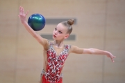 Gymnast during an exercise with a ball