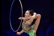 Gymnast during an exercise with a hoop