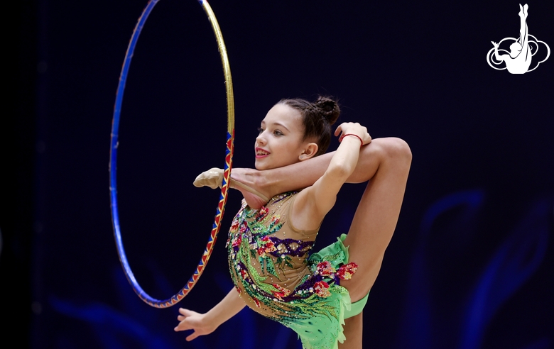 Gymnast during an exercise with a hoop