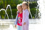 Young guests of the Academy at the fountain