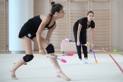 Arina Averina and Karolina Tarasova during training