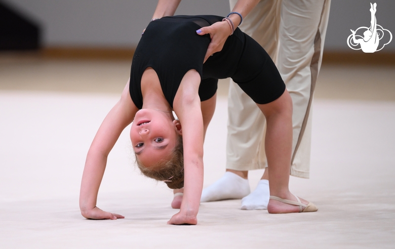 Young gymnasts during the selection process