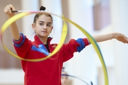 Anna Vakulenko during an exercise with a ribbon