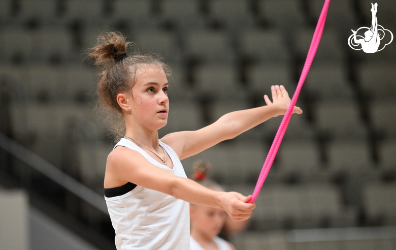 A gymnast during the training session