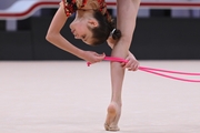 Karolina Tarasova during exercises with a jump rope at the control training session