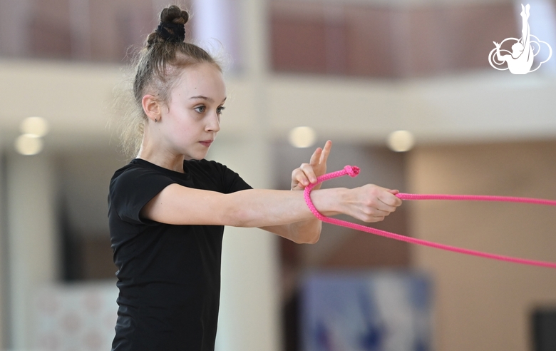 Miroslava Monina during an exercise with jump rope