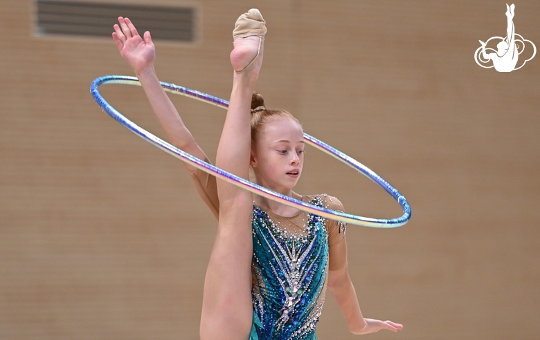 Olga Chernykh during an exercise with a hoop