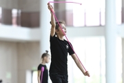 Karolina Tarasova during an exercise with a rope at a training session