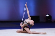 A gymnast during the rope exercise