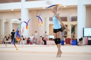 Gymnast from the Khanty-Mansiysk Autonomous Okrug during an exercise with a ribbon