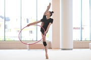 Mariia Borisova during an exercise with a hoop during preparation training for the BRICS Games