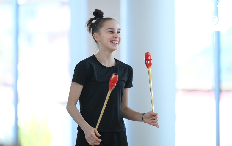 Мария Борисова во время тренировки в Академии