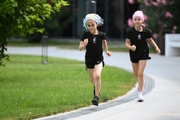 Young gymnasts during a run