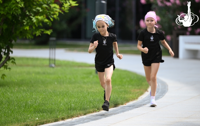 Young gymnasts during a run