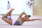 Gymnast during an exercise with a ball