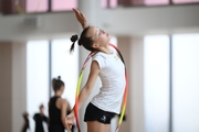 A gymnast during practice at the training camp in the Academy