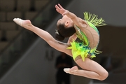 Gymnast performs a jump