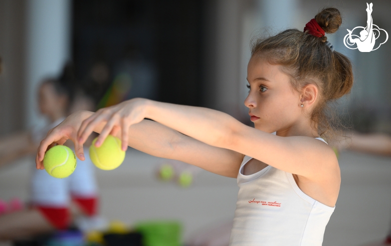 A gymnast during the training session