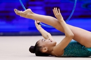 Gymnast during an exercise with a hoop