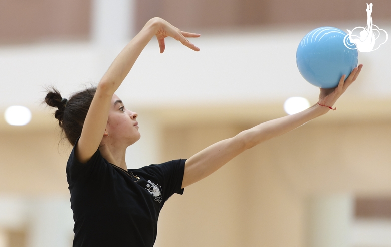 Anna Vakulenko during an exercise with a ball