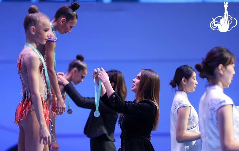 Olympic champion Alina Kabaeva at the awards ceremony